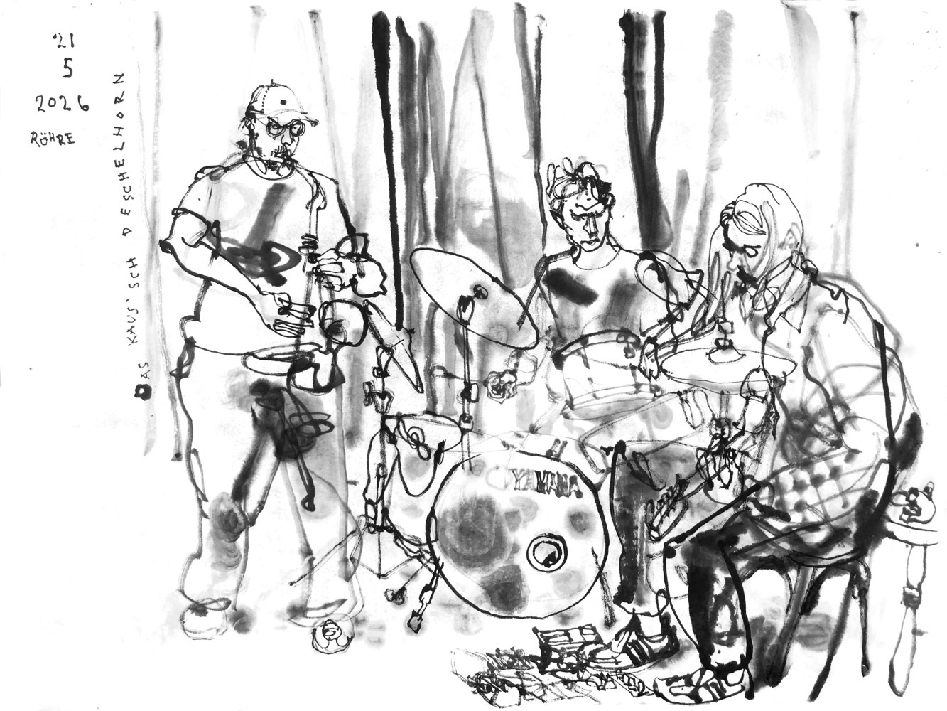 Zwichnung dreier Musiker